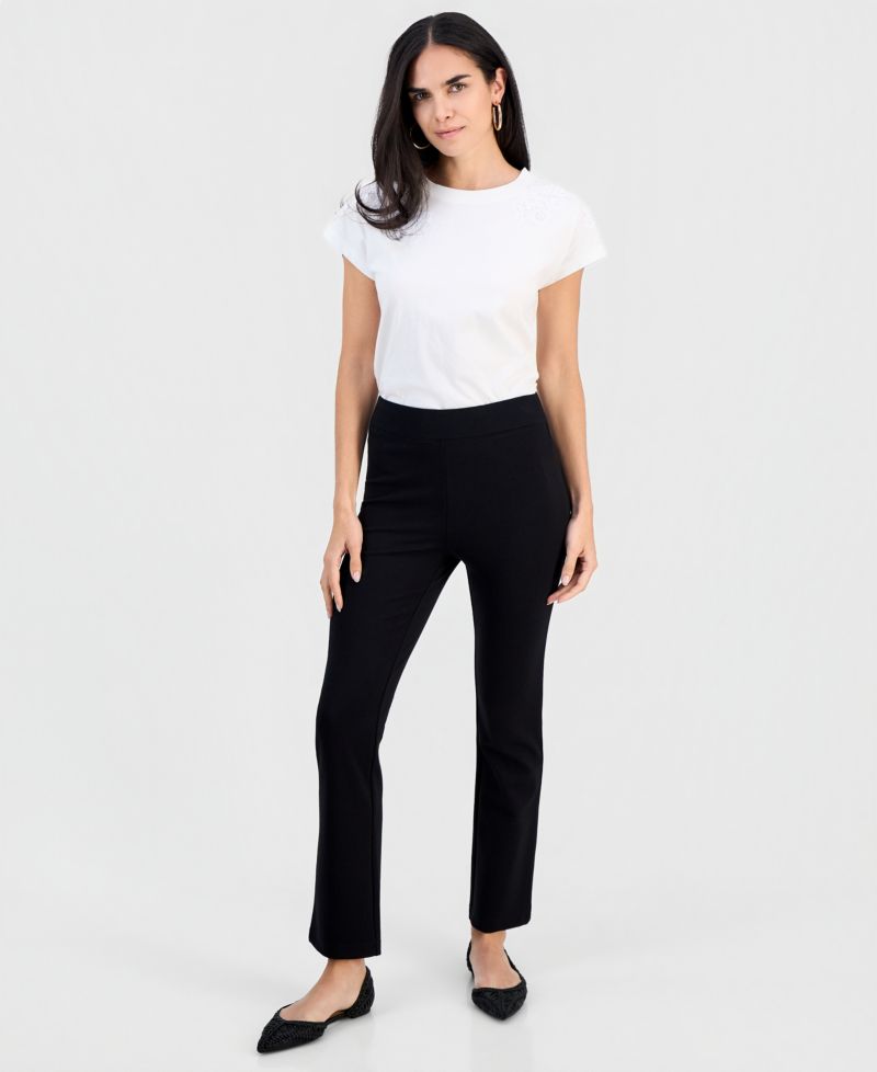 Petite High-Rise Slim Straight-Leg Pants