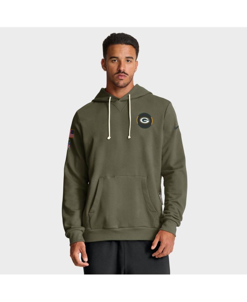 Men's Olive Green Bay Packers 2025 Salute to Service Sideline Standard Issue Dri-FIT Hoodie