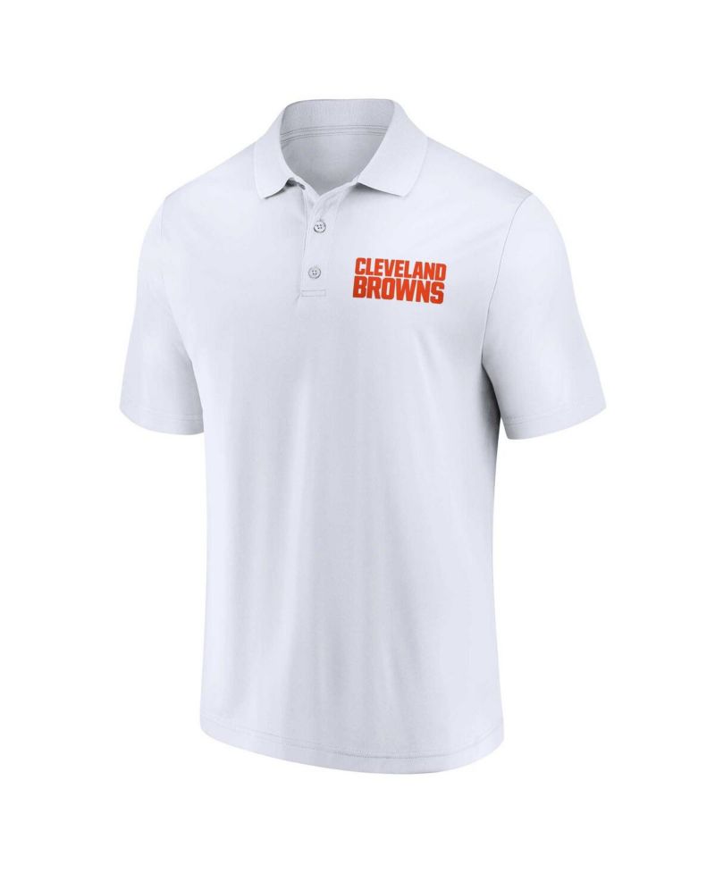 Men's White, Brown Cleveland Browns Lockup Two-Pack Polo Shirt Set