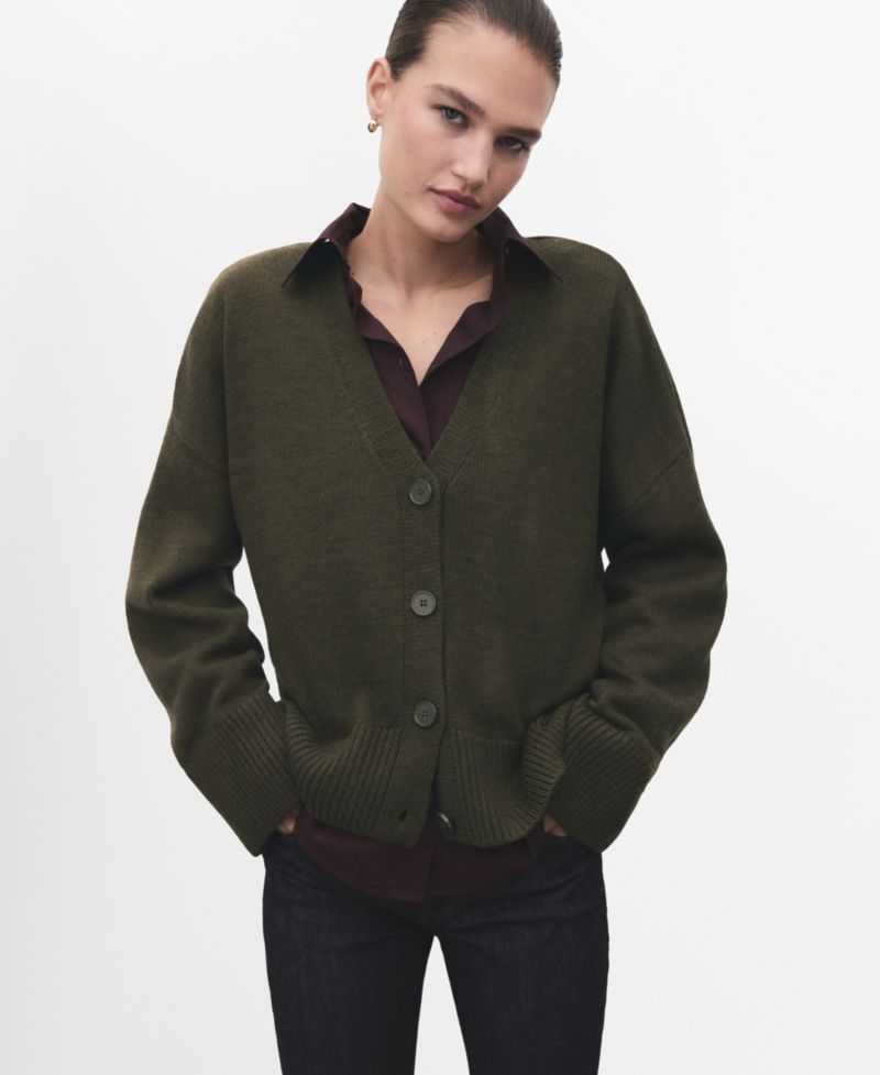 Women's Oversized V-Neck Cardigan Sweater