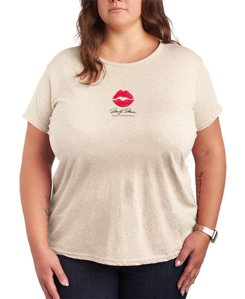 Plus Size Marilyn Monroe Lipstick Kiss Graphic T-Shirt