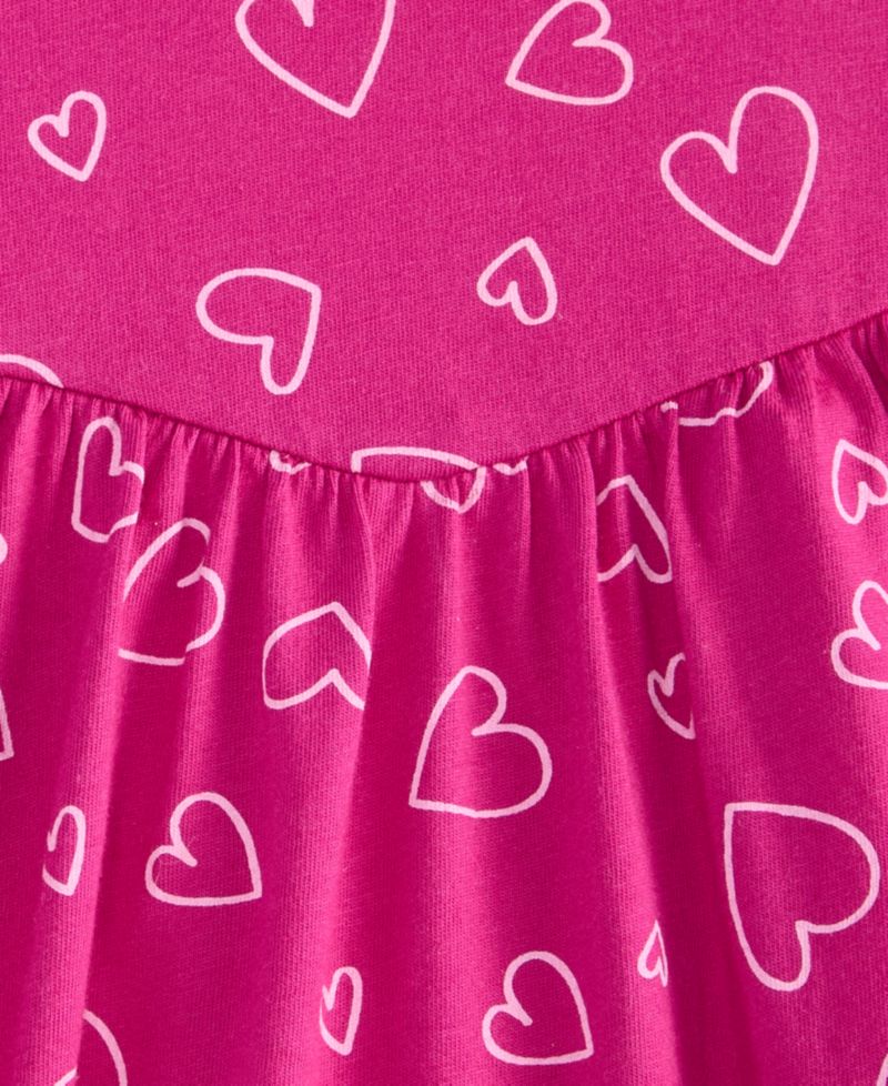 Girls' XS-XL Heart Toss Printed Cotton Dress