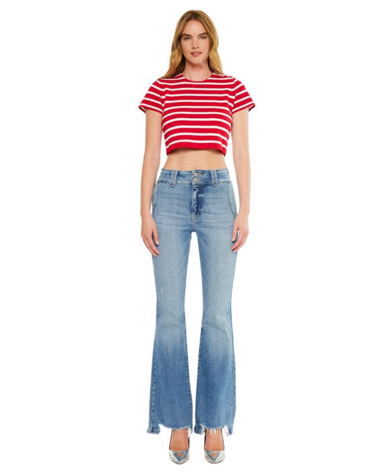 Women's Giselle High Rise Distressed Flare Jeans