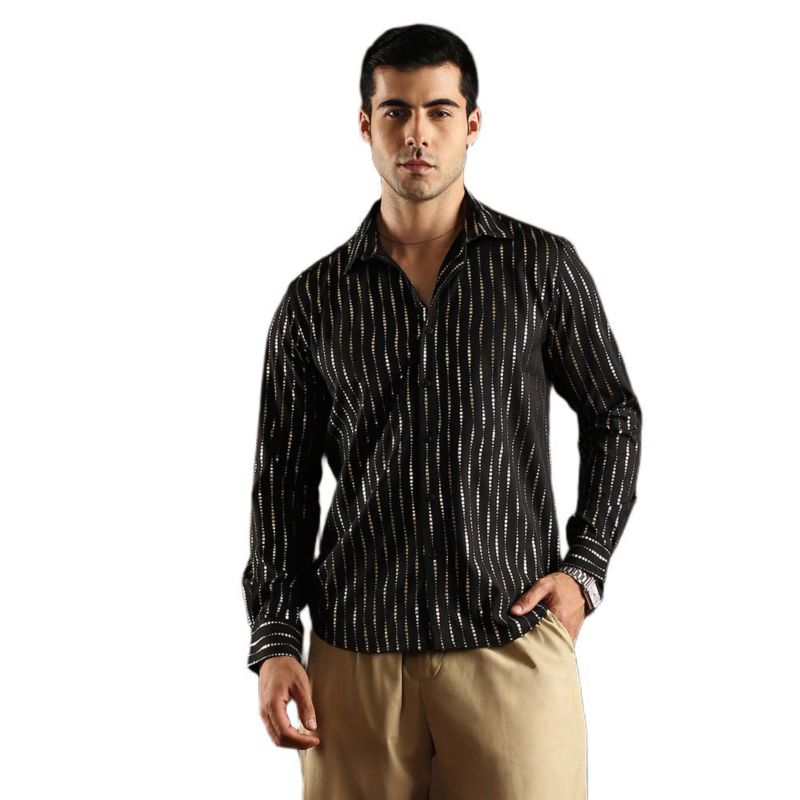 Men's Metallic-Vined Shirt
