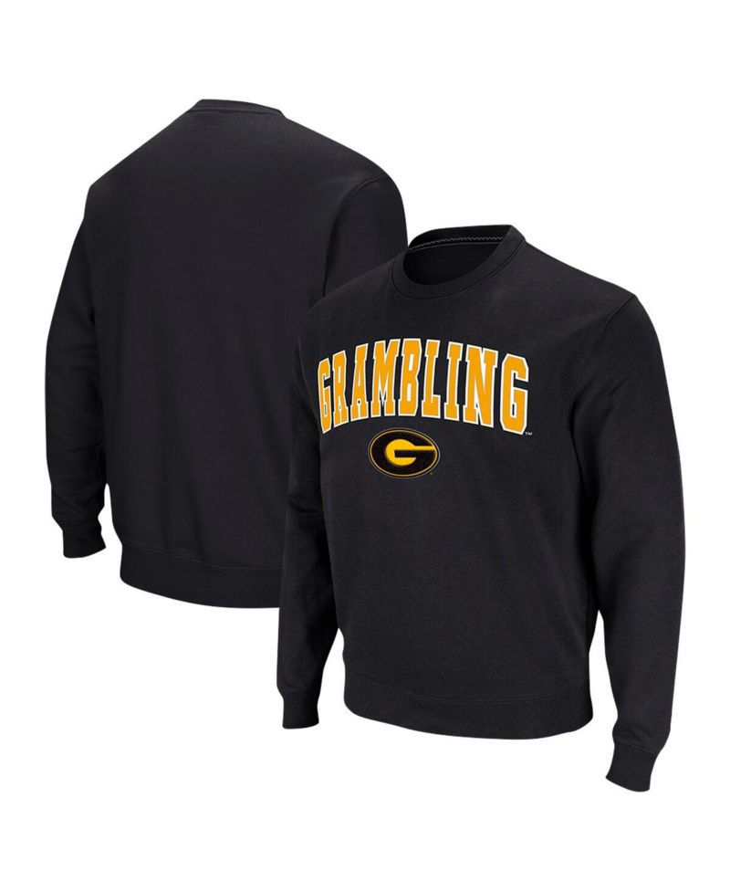 Men's Black Grambling Tigers Arch Logo Pullover Sweatshirt