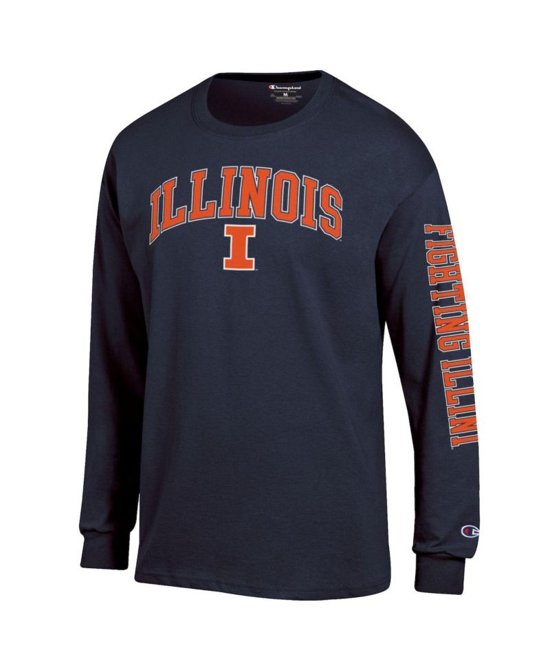 Men's Orange Illinois Fighting Illini Arch Over Logo 2-Hit Long Sleeve T-Shirt