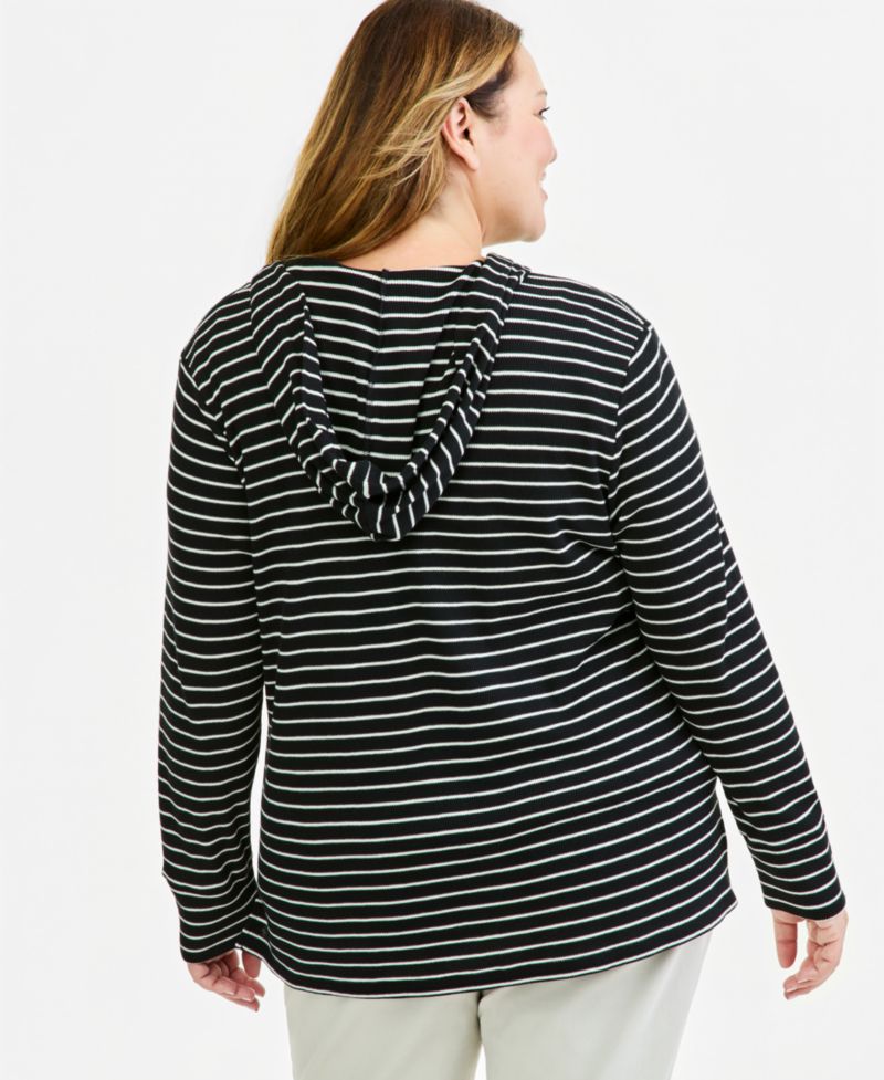 Plus Striped Waffle Hoodie