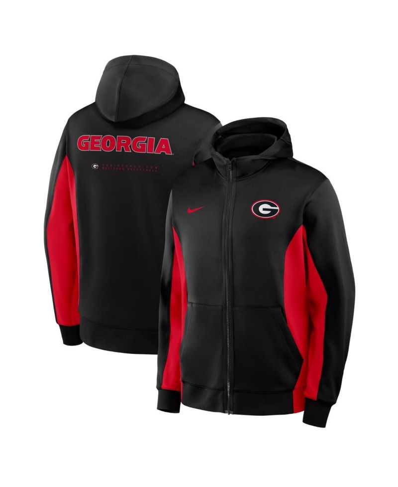Men's Black/Red Georgia Bulldogs Dri-FIT Game Full-Zip Hoodie Jacket