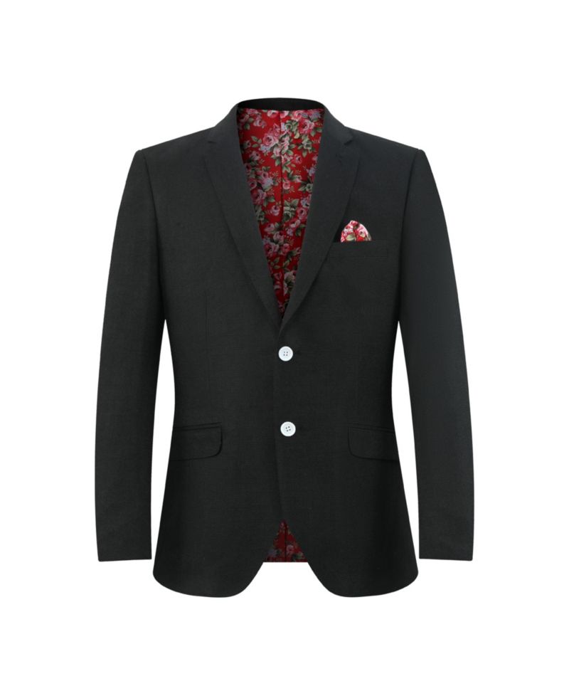 Boys Black Slim Fit Clasic Melange Jacket