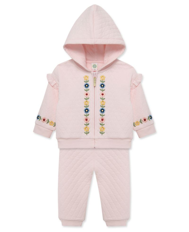 Baby Girls' Embroidered Hoodie and Pants, 2-Piece Set
