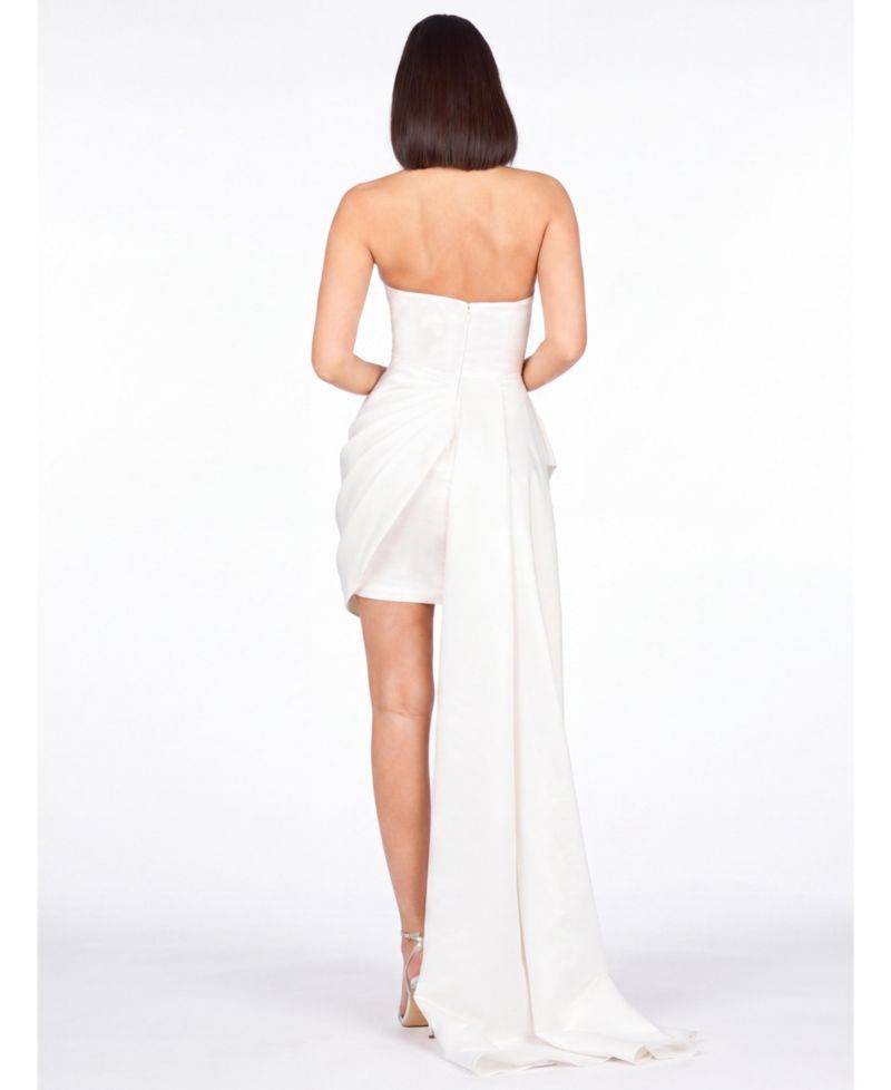 Women's Beaded Faux-Wrap Bridal Gown