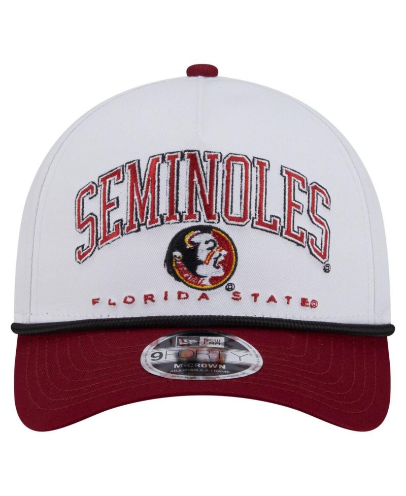 Men's White/Garnet Florida State Seminoles Arch Two-Tone Rope 9FORTY A-Frame M-Crown Adjustable Hat