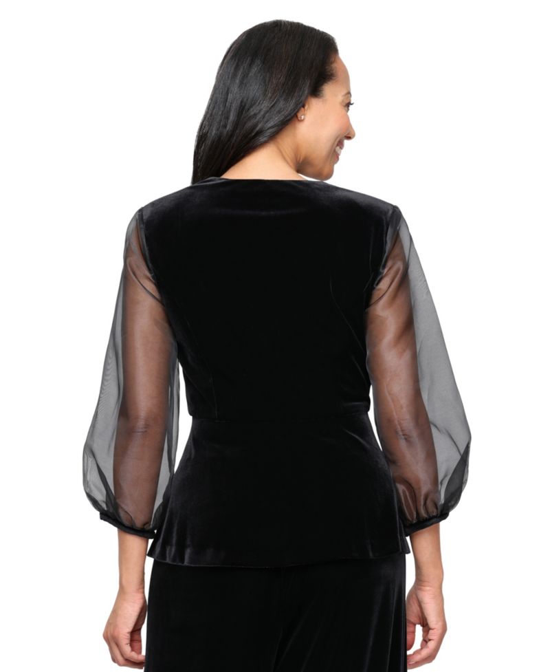 Women's Stretch Velvet 3/4-Sleeve Twinset