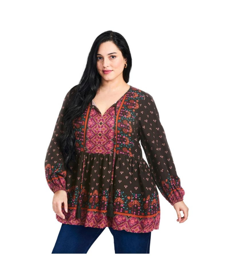 Women's Plus Size Cara Blouson Peasant Blouse