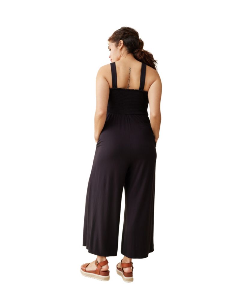 Women's Check Smocked Square Neck Jumpsuit