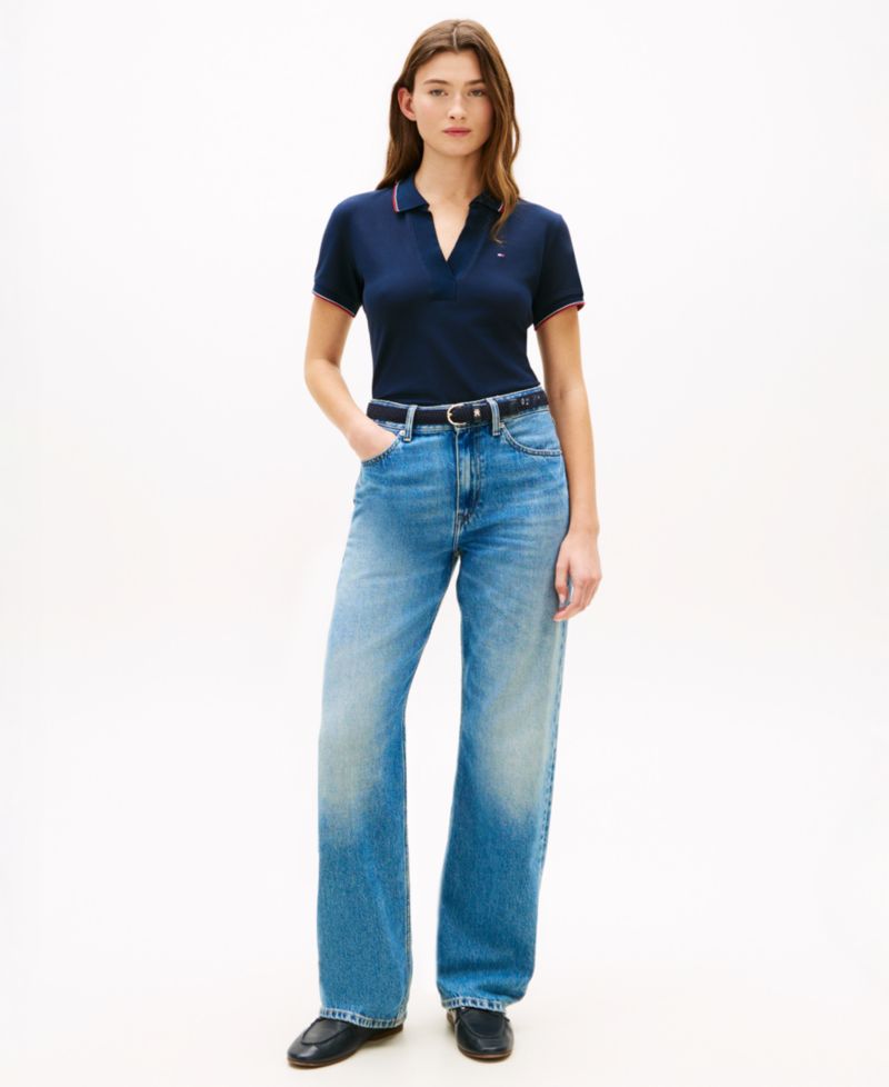 Women's Johnny Collar Short-Sleeve Polo T-Shirt