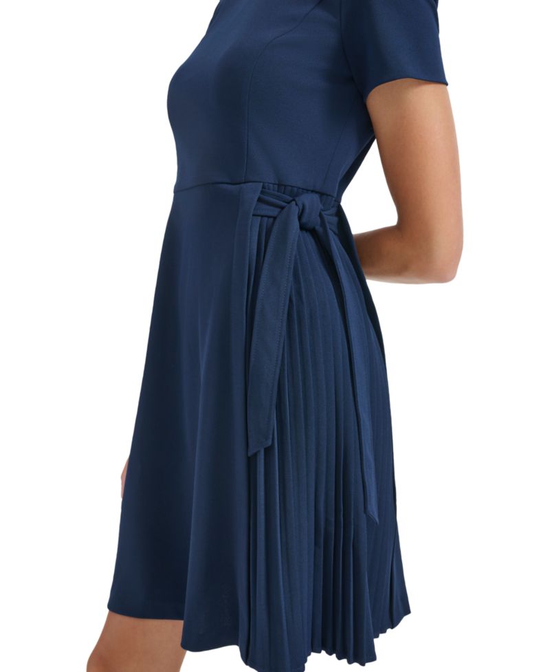 Petite Short-Sleeve Crewneck Fit & Flare Dress