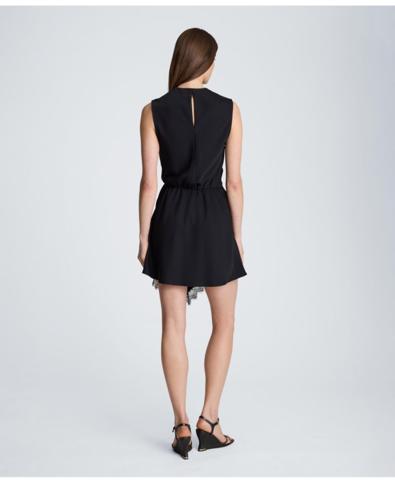 Women's Little Black Dress Asymmetrical-Hem Mock-Neck Mini Dress
