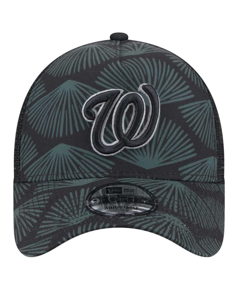 Men's Black Washington Nationals 9FORTY A-Frame Trucker Adjustable Hat