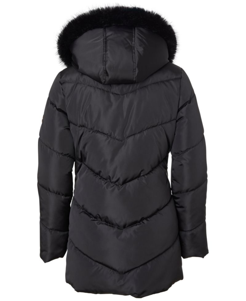 Girls' 6-16 Bow Hooded Puffer Jacket