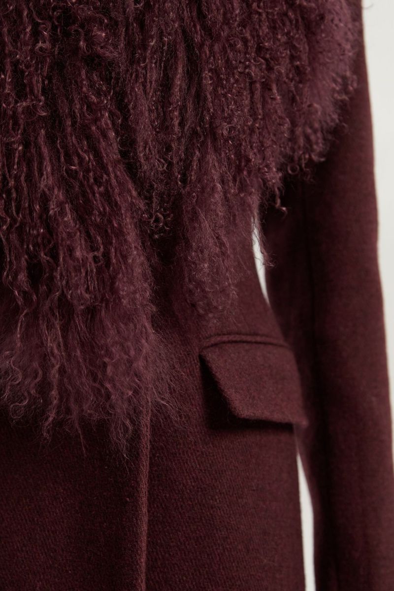 Women's Wool Detachable Collar Midi Coat