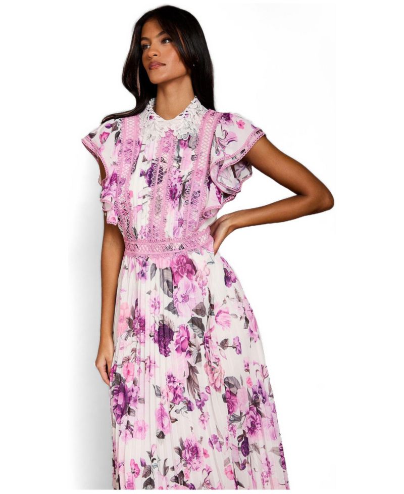Women's Lace Collar Frill Maxi Dress