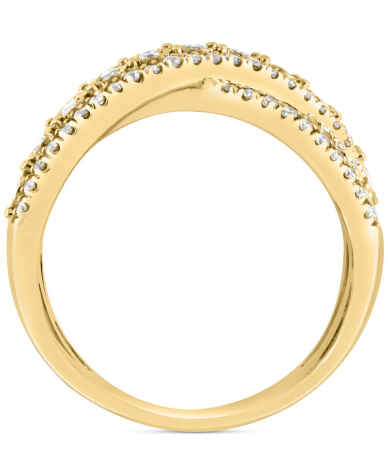 EFFY® Diamond Round & Baguette Crossover Statement Ring in White Gold (3/4 ct. t.w.) (Also available in 14k Gold)