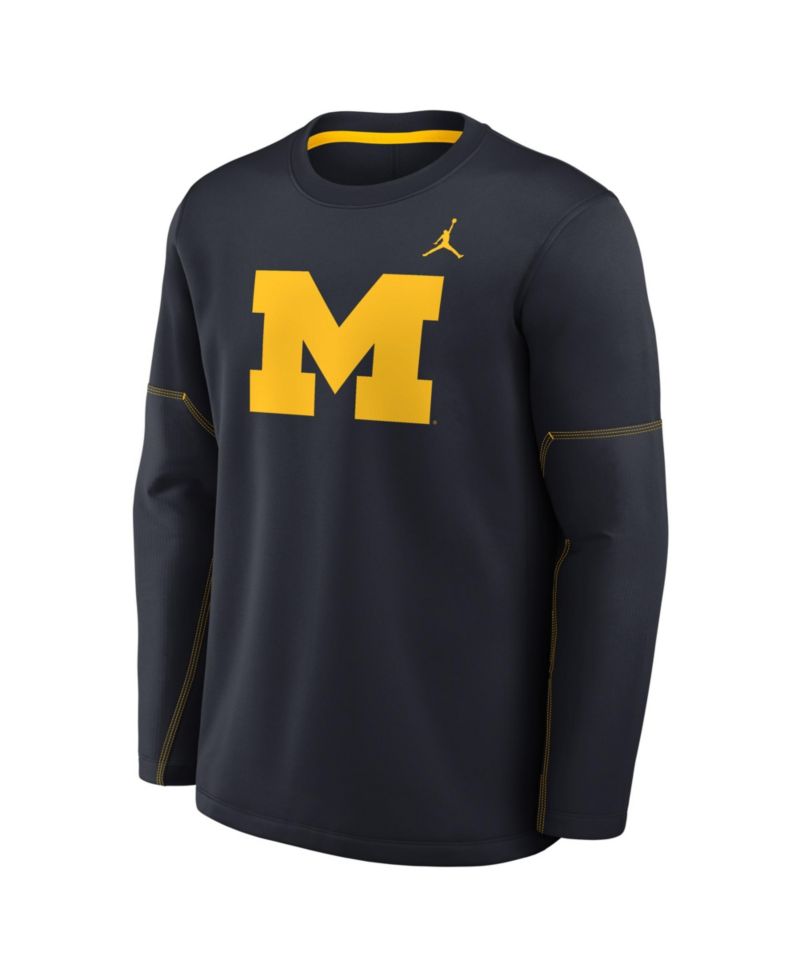Men's Navy Michigan Wolverines 2026 Sideline Coaches Therma-FIT Long Sleeve T-Shirt