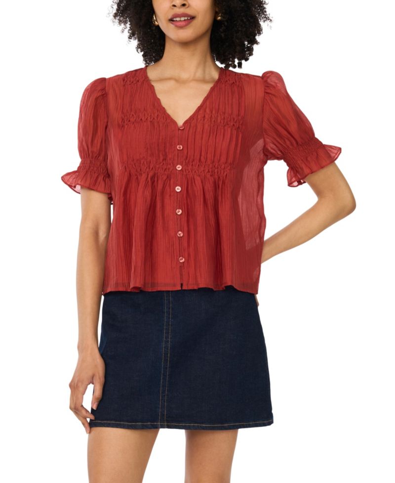 Women's Pintuck Short-Sleeve Top
