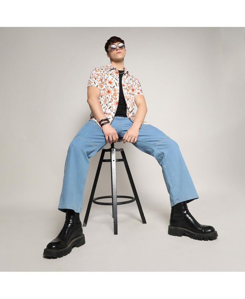 Men's Orange Flower Shirt
