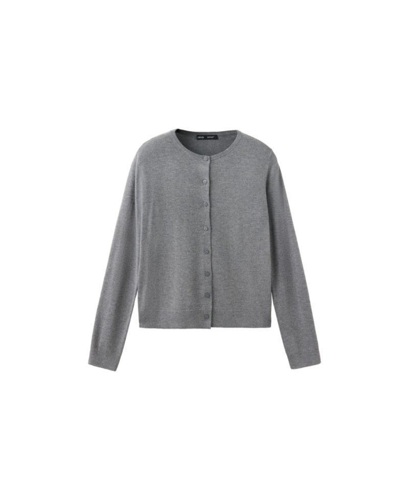 Women's Knitted Button Crew-Neck Cardigan
