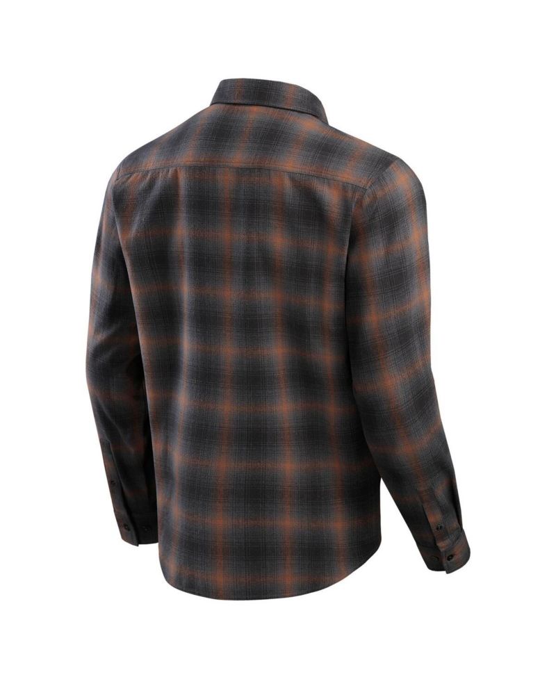 Men's Tan/Charcoal Detroit Tigers Classic Flannel Long Sleeve Button-Up Shirt