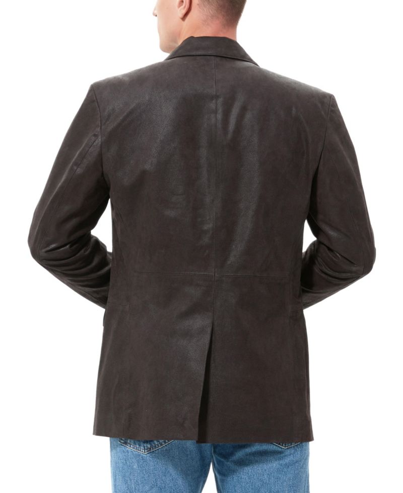 Men's Classic Two-Button Distressed Leather Blazer