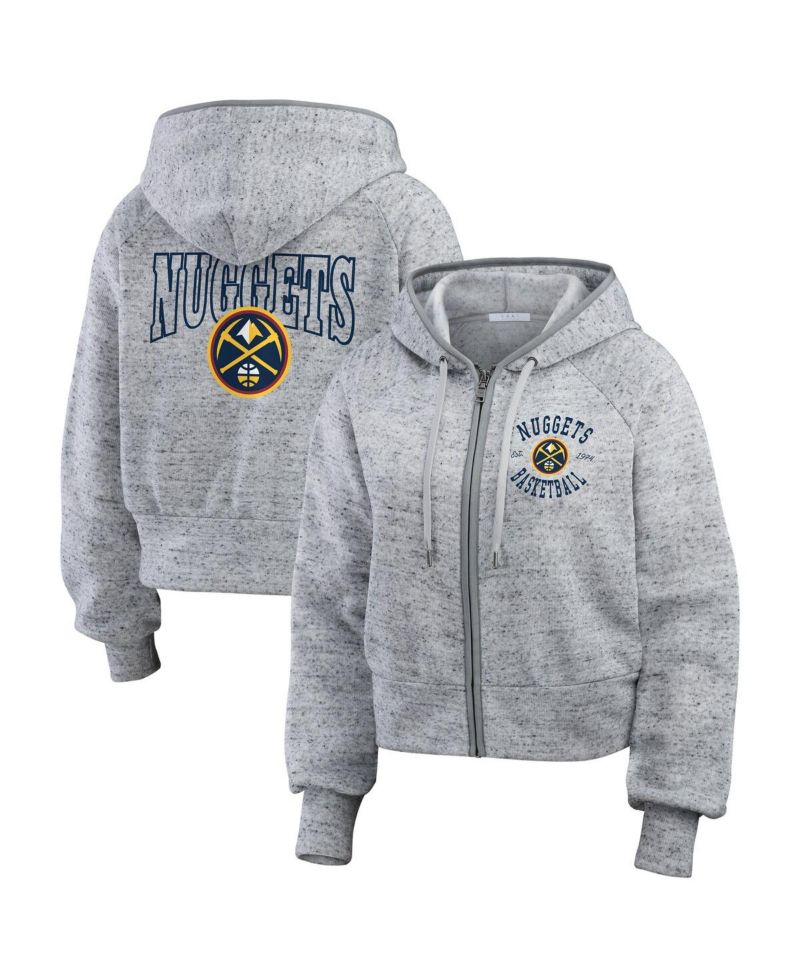 Women's Heather Gray Denver Nuggets Speckled Radiator Full-Zip Hoodie