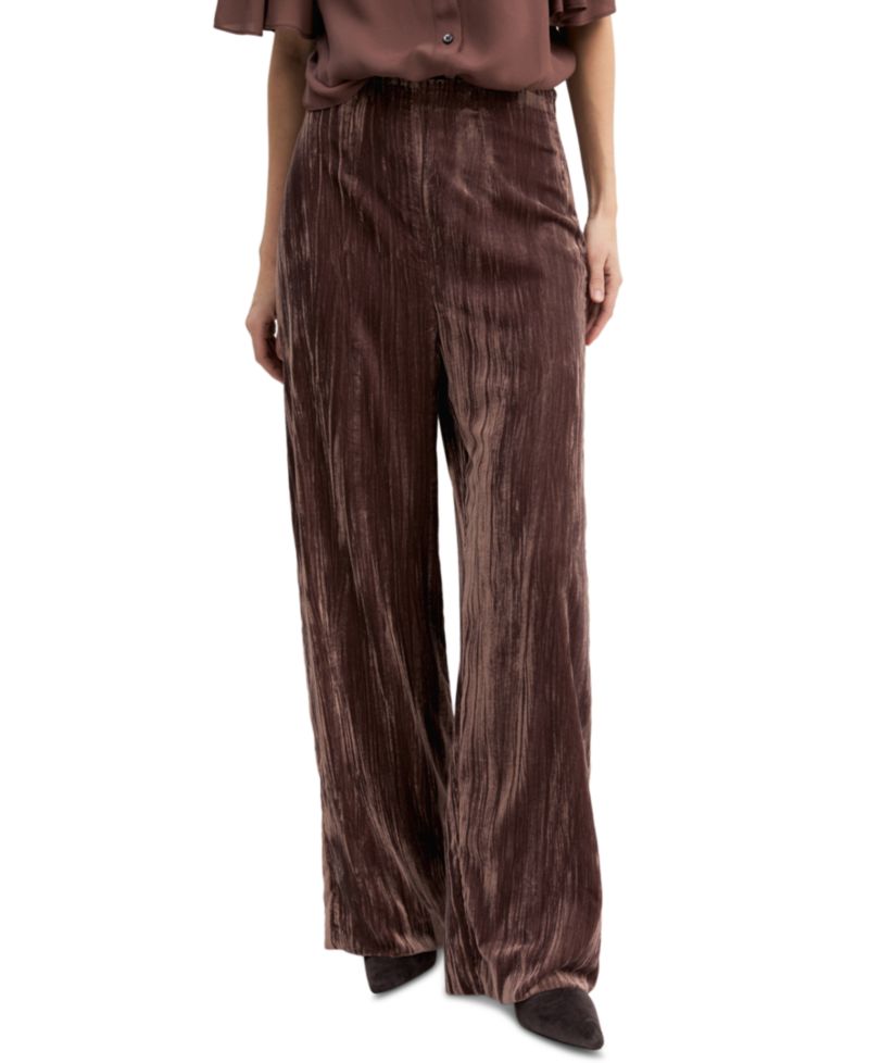 Women's Emmcrisma Crackle Velvet Wide-Leg Pants
