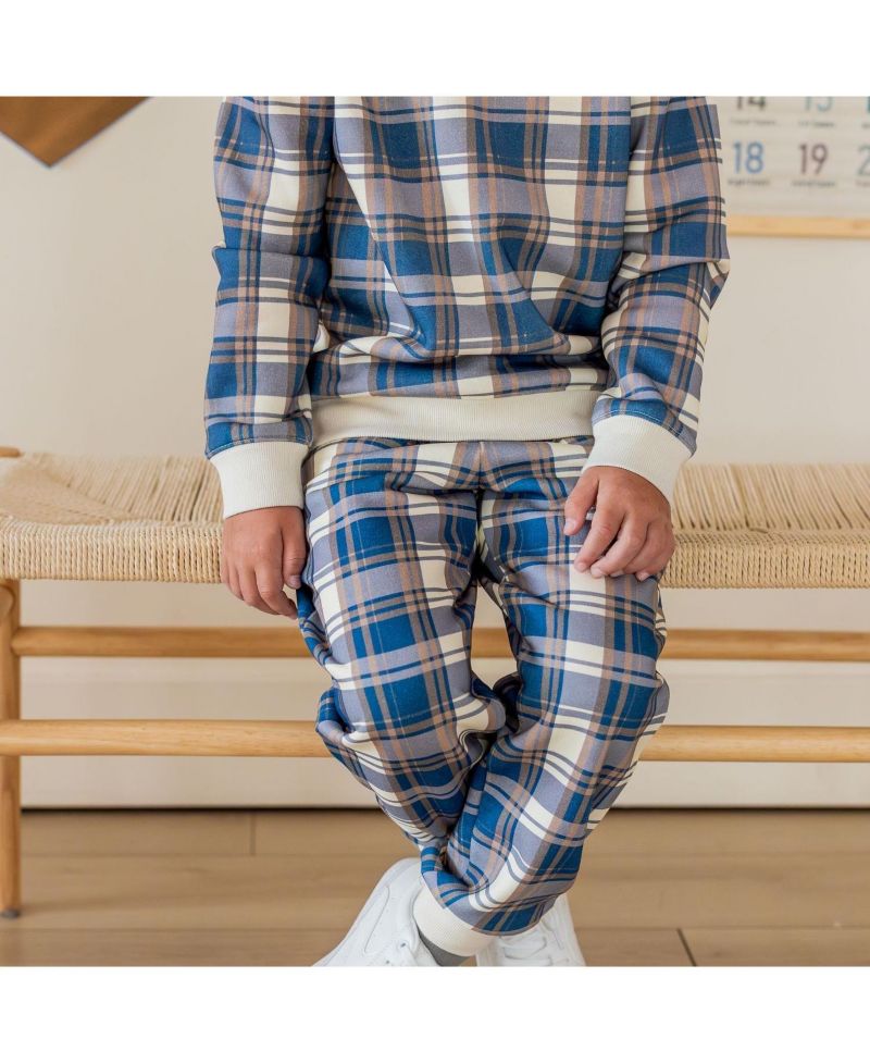Toddler Boys Navy Plaid Jogger