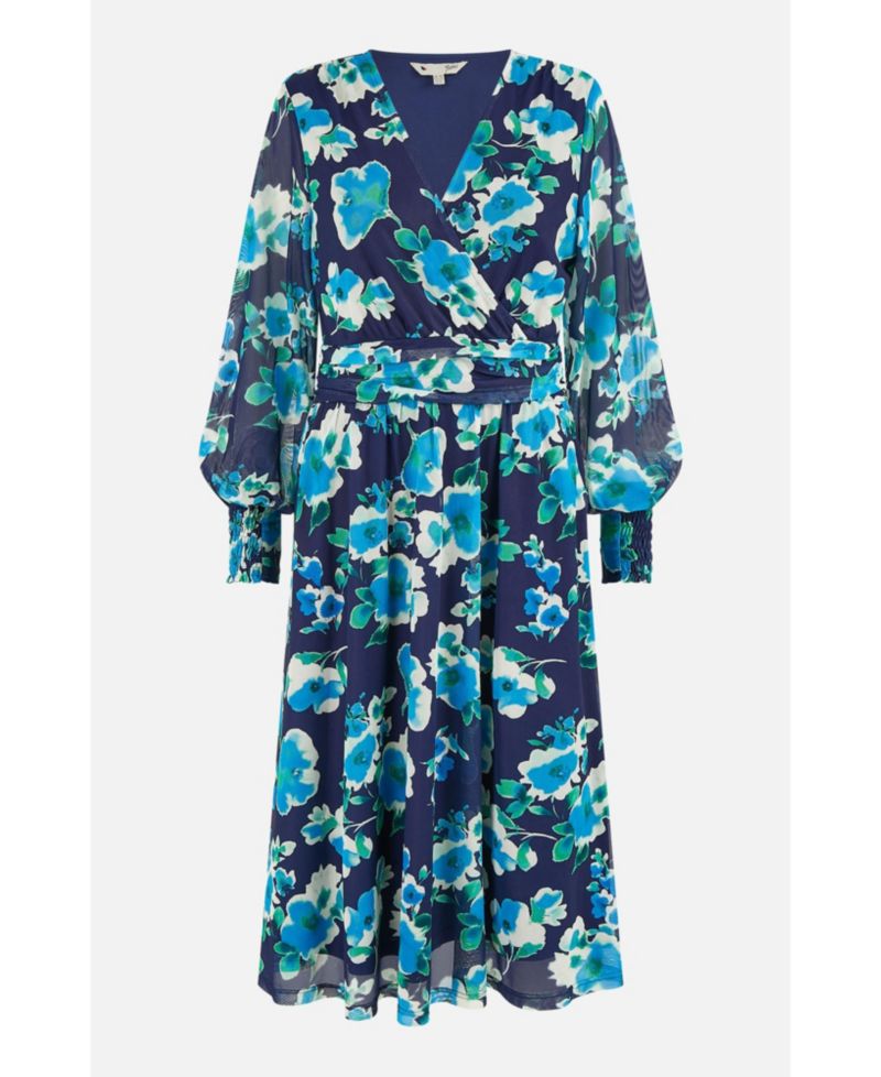Women's Floral V-Neck Long Sleeves Wrap Dress