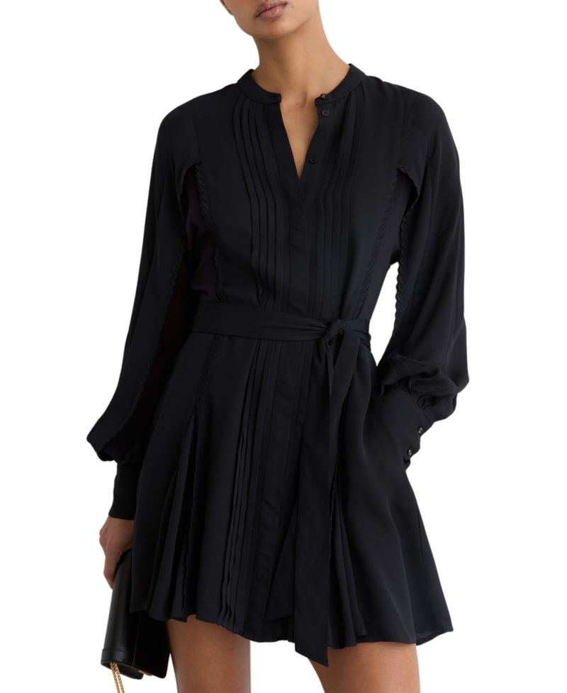 Women's Eliana Embroidered-Trim Belted Mini Dress