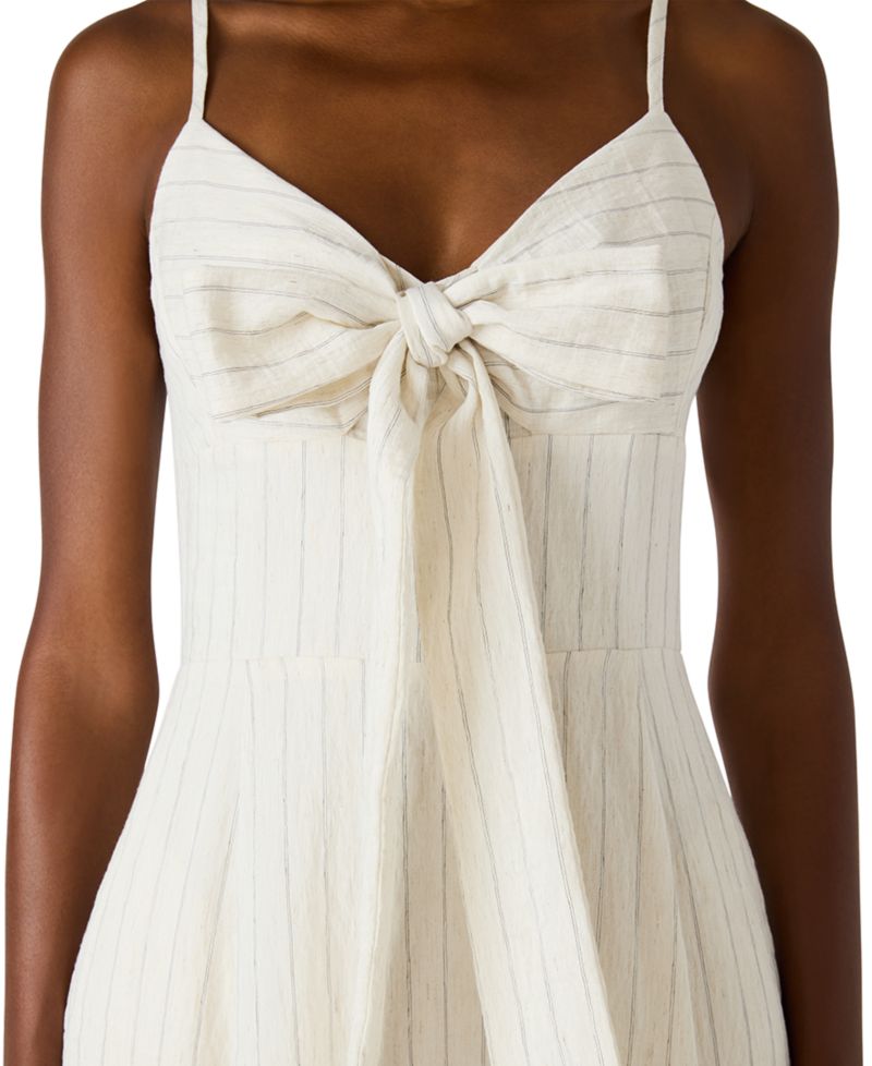 Sweetheart Sleeveless A-Line Bow-Front Midi Dress