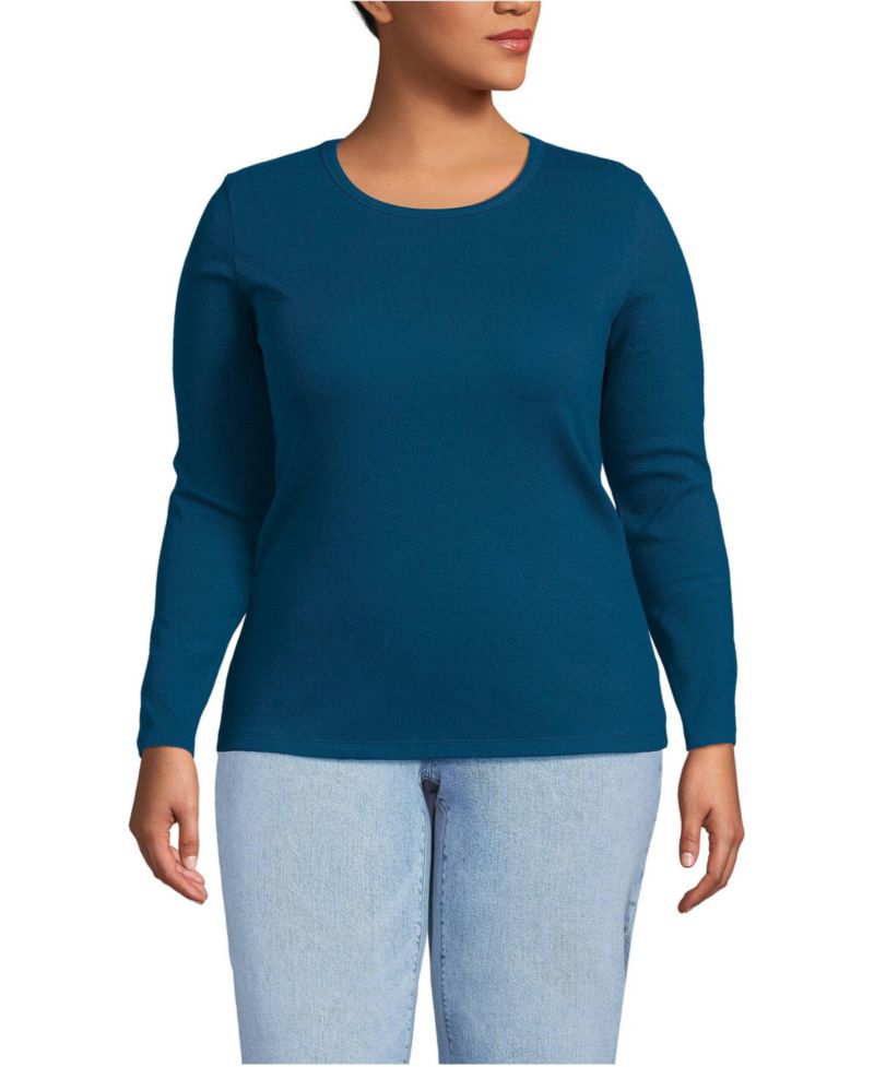 Plus Size Long Sleeve Micro Rib T-Shirt