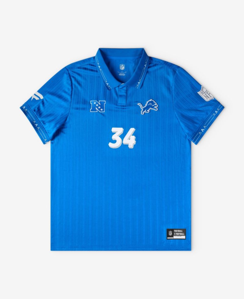 Big Boys and Girls Blue Detroit Lions Football x Football Collared Fan Jersey