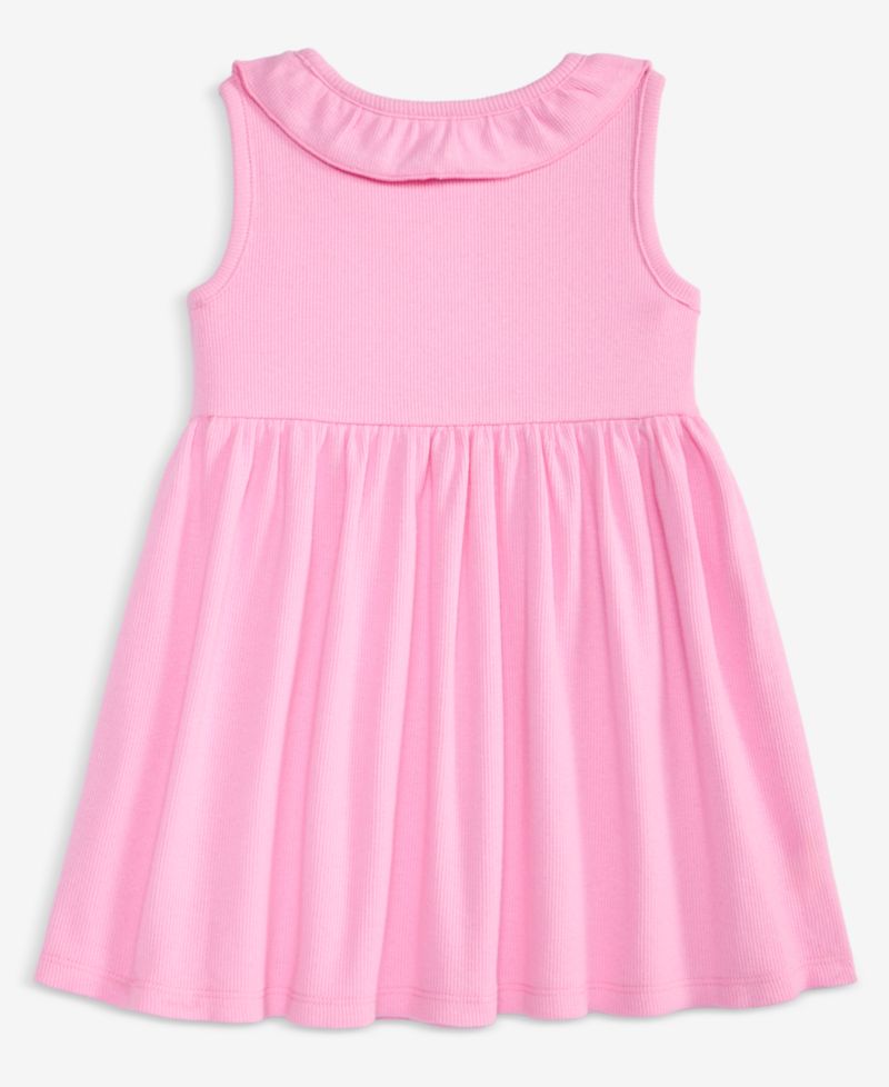 Baby Girls' 0M-24M and Toddlers 2T-4T Daisy-Embroidered Ribbed Dress