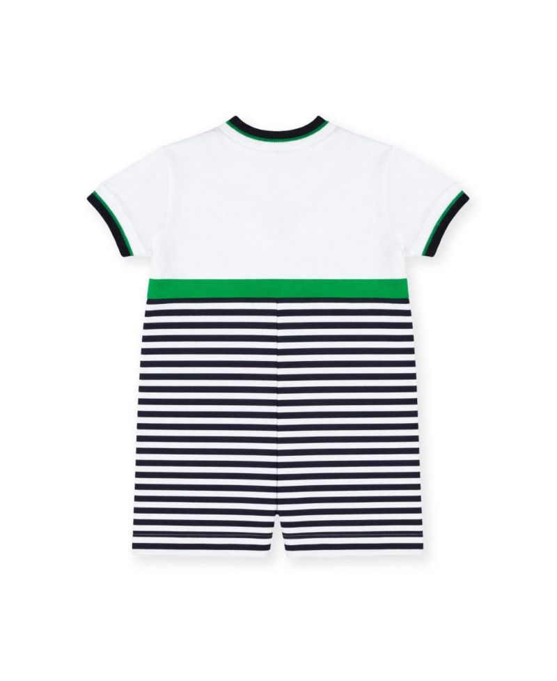 Baby Boy Stripe Knit Shortall with Tennis Rackets