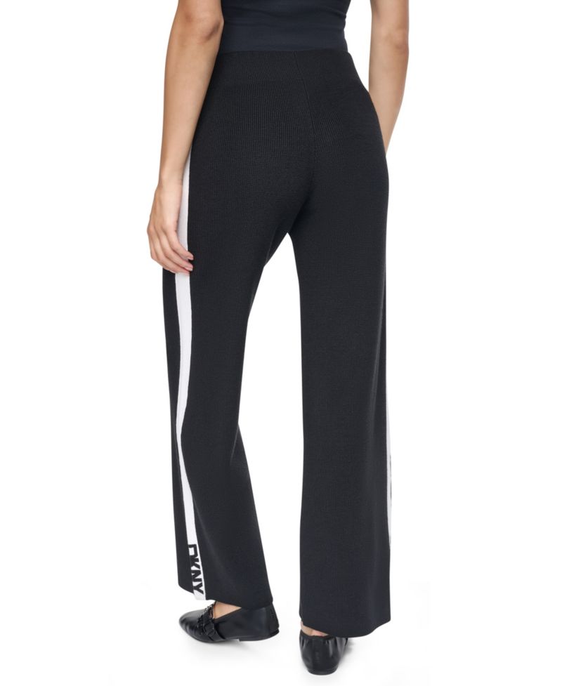 Women's Logo Stripe Wide-Leg Pull-On Sweater Pant