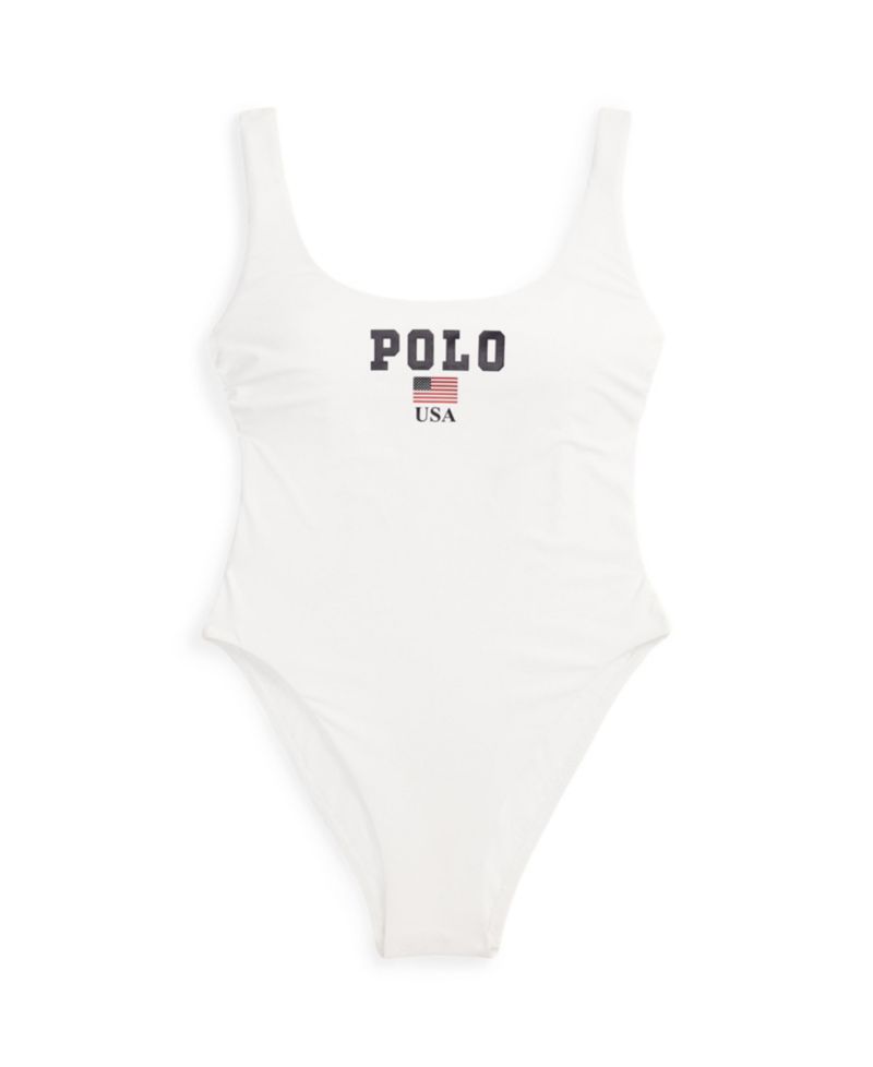 Women's White Scoop Tank One-Piece Swimsuit