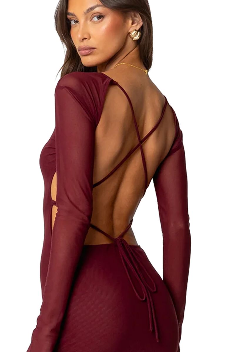 Women's Lace Up Mesh Mini Dress