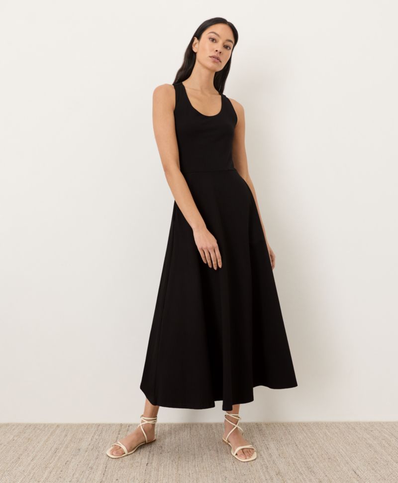 Women's Fit and Flare Open Back Maxi Dress Made with Organic Cotton