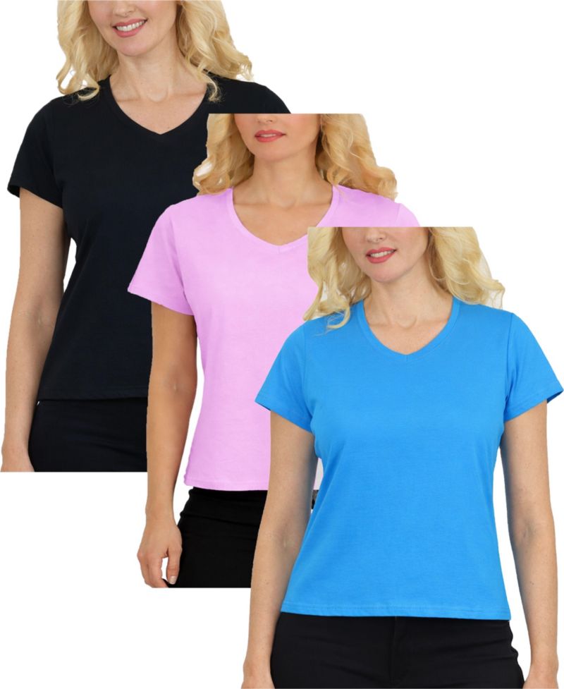 Galaxy Divatee Women’s Relaxed Fit V-Neck Short Sleeve T-Shirt-3 Pack