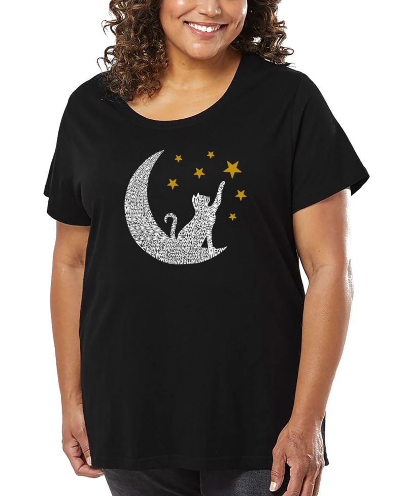 Plus Size Cat Moon Art T-Shirt