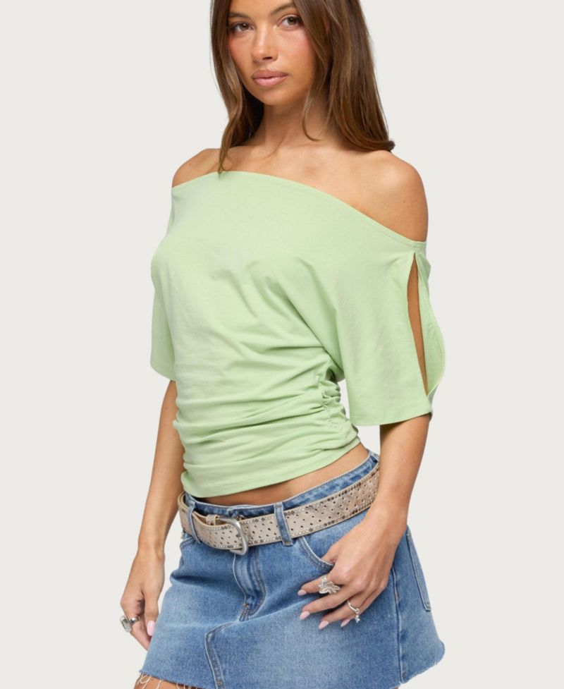 Women's Feng Ruched Off Shoulder Cutout Top
